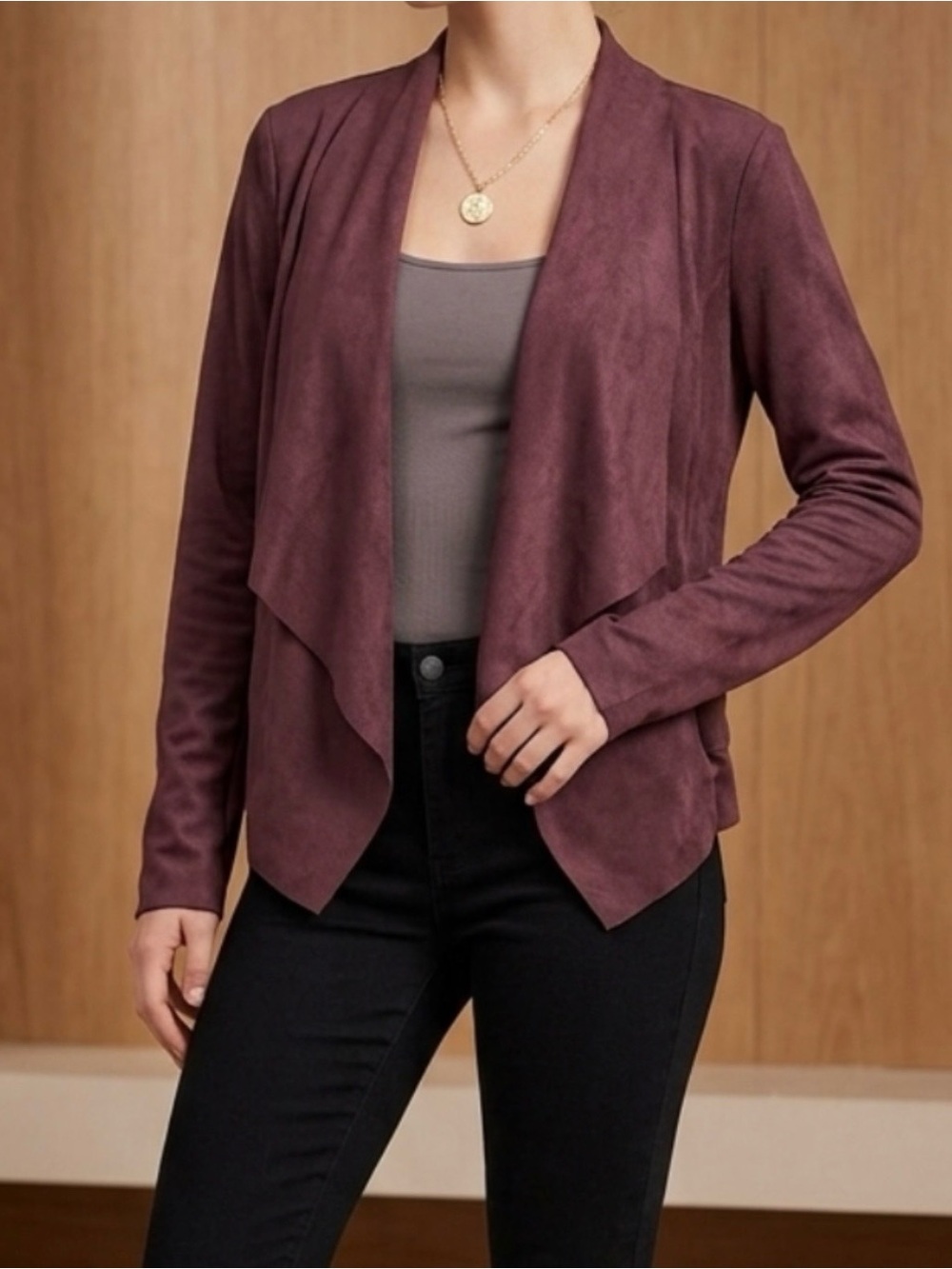 Kut from the Kloth dark brown Draped Open-Front Blazer